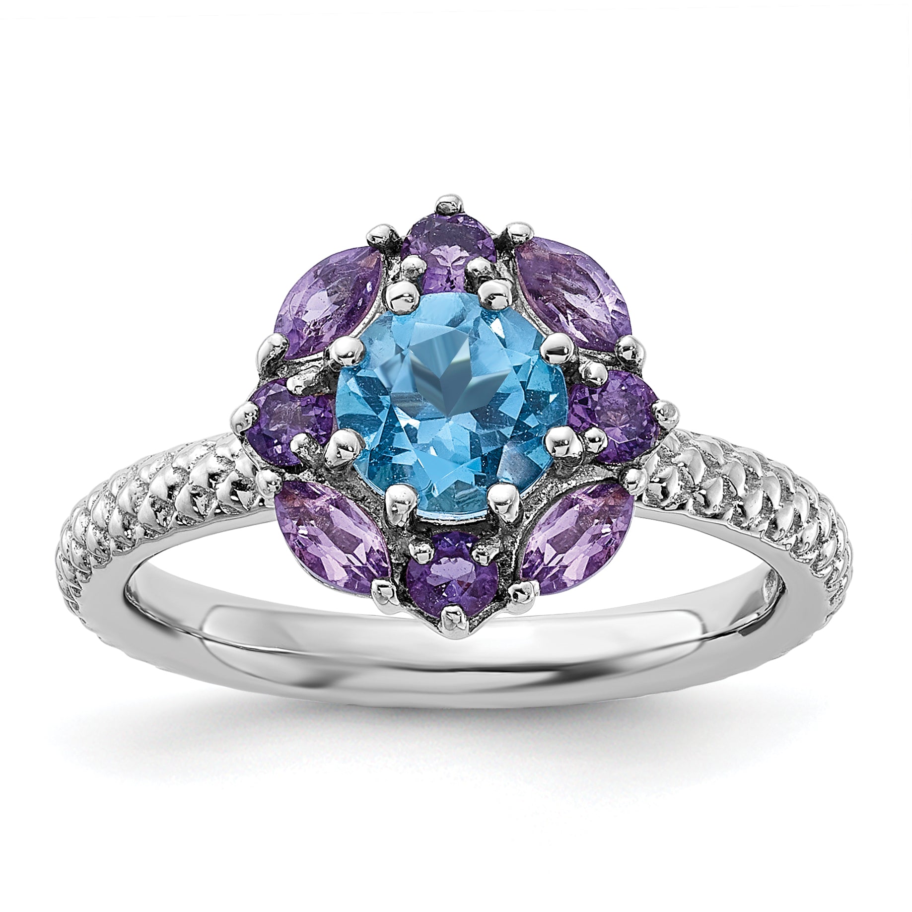 Sterling Silver Stackable Expressions Amethyst and Blue Topaz Ring Main image