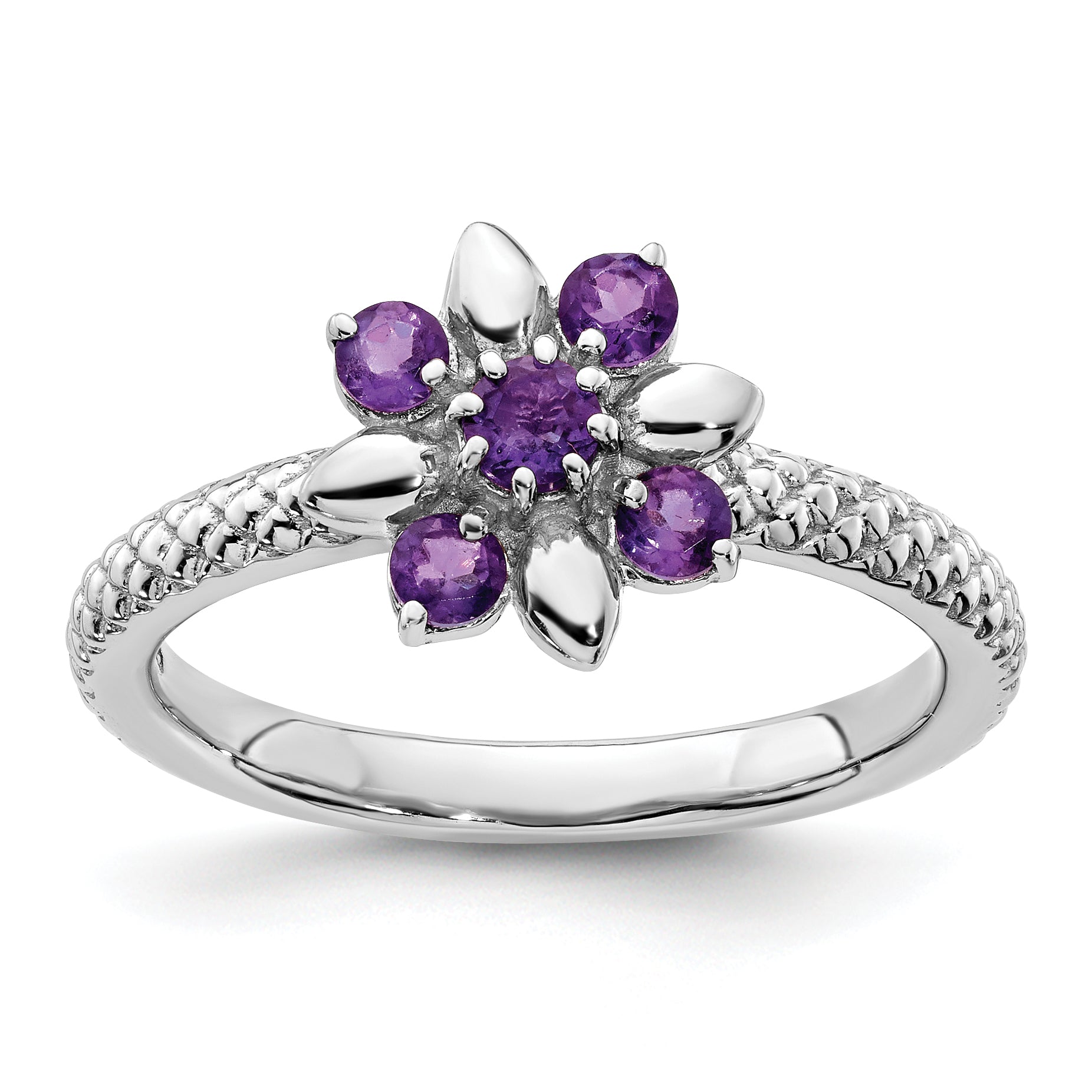 Sterling Silver Stackable Expressions Amethyst Ring Main image