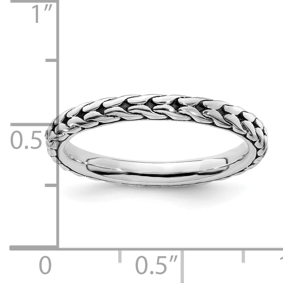Sterling Silver Stackable Expressions Antiqued Ring