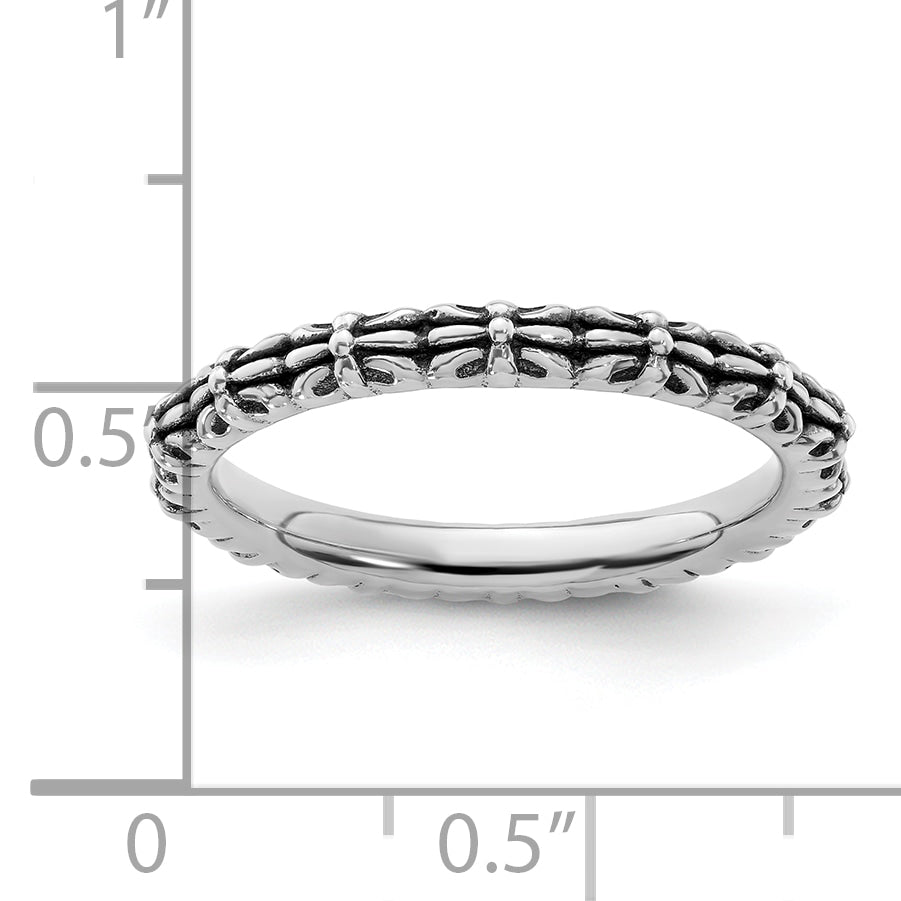 Sterling Silver Stackable Expressions Antiqued Ring