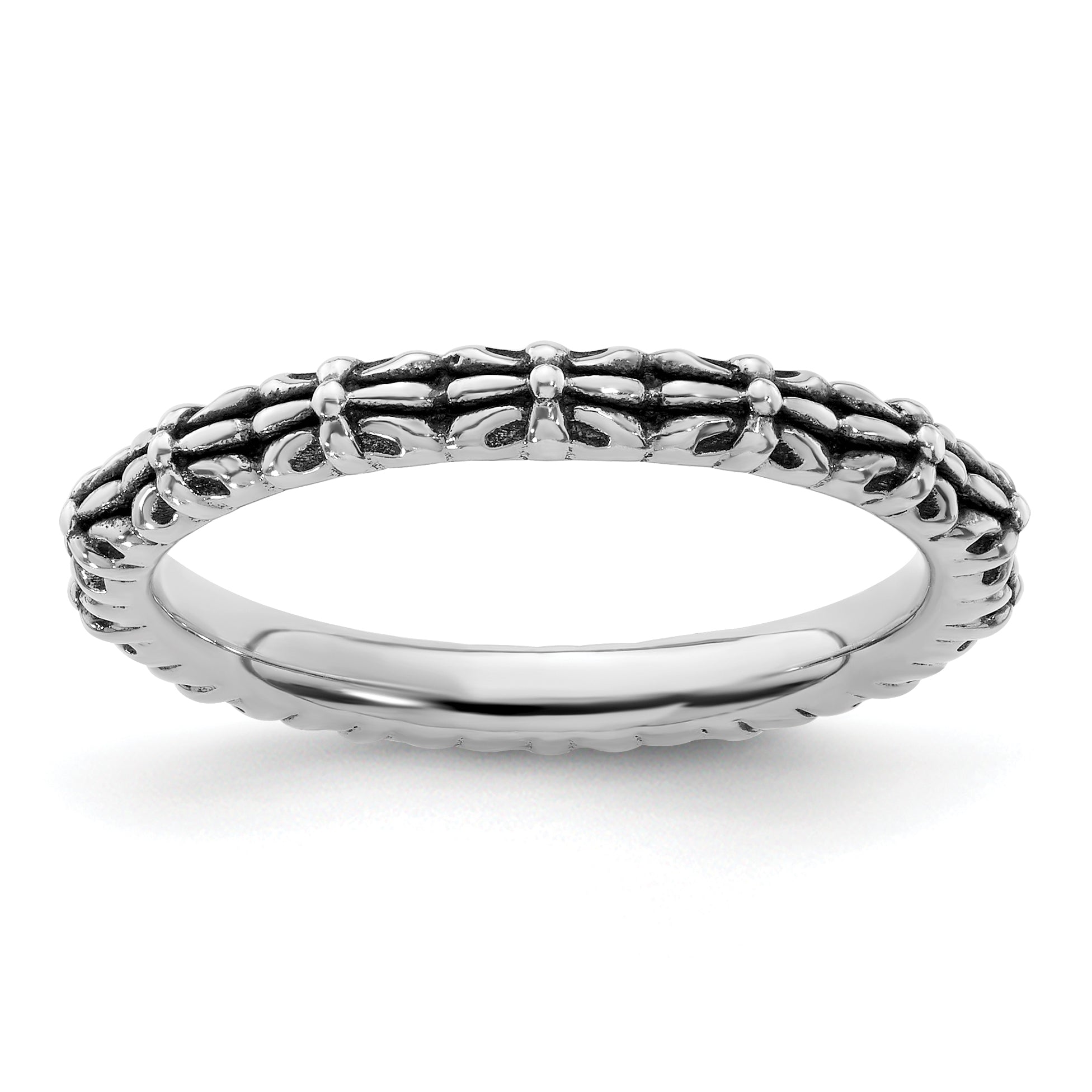 Sterling Silver Stackable Expressions Antiqued Ring Main image