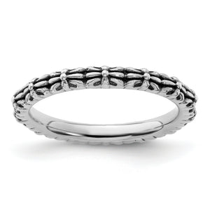 Sterling Silver Stackable Expressions Antiqued Ring - Sophia Jewelers
