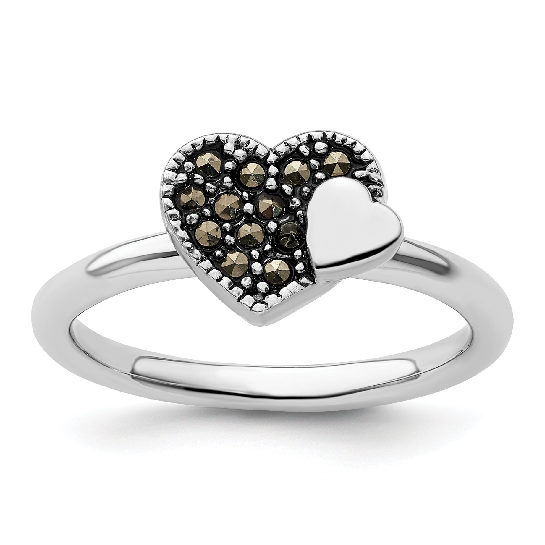 Sterling Silver Stackable Expressions Marcasite Heart Ring Main image