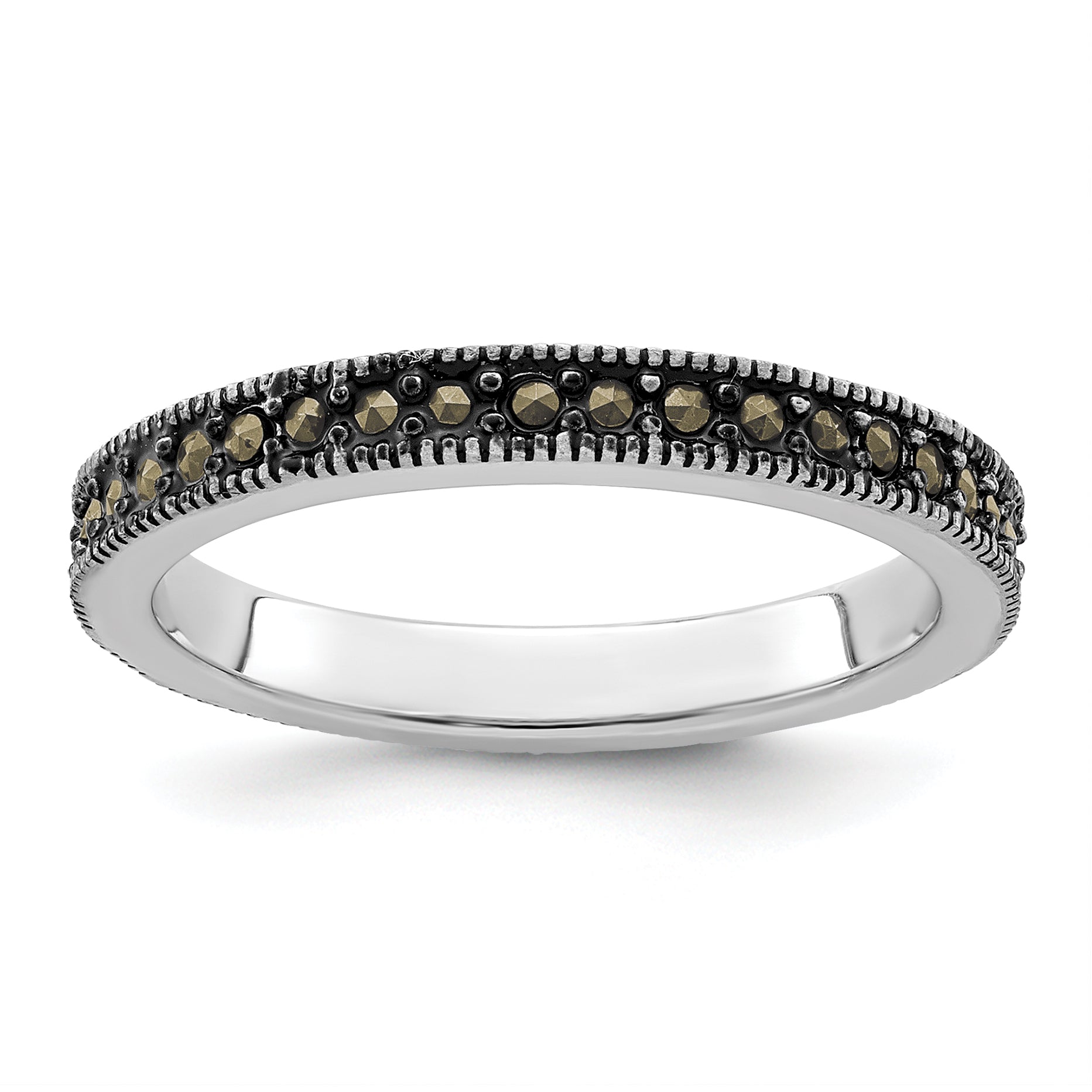 Sterling Silver Stackable Expressions Marcasite Band Main image