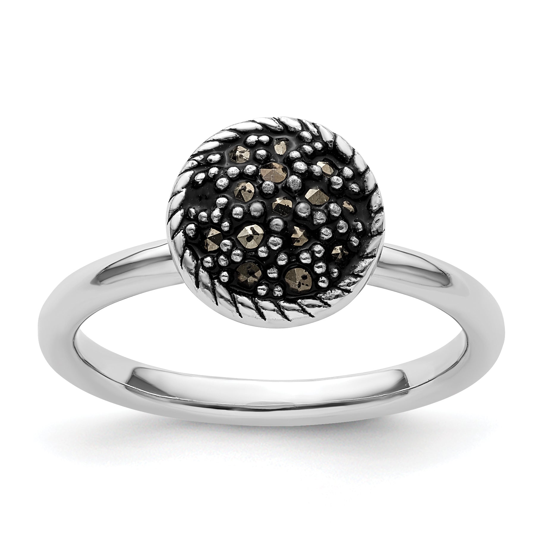 Sterling Silver Stackable Expressions Marcasite Ring Main image