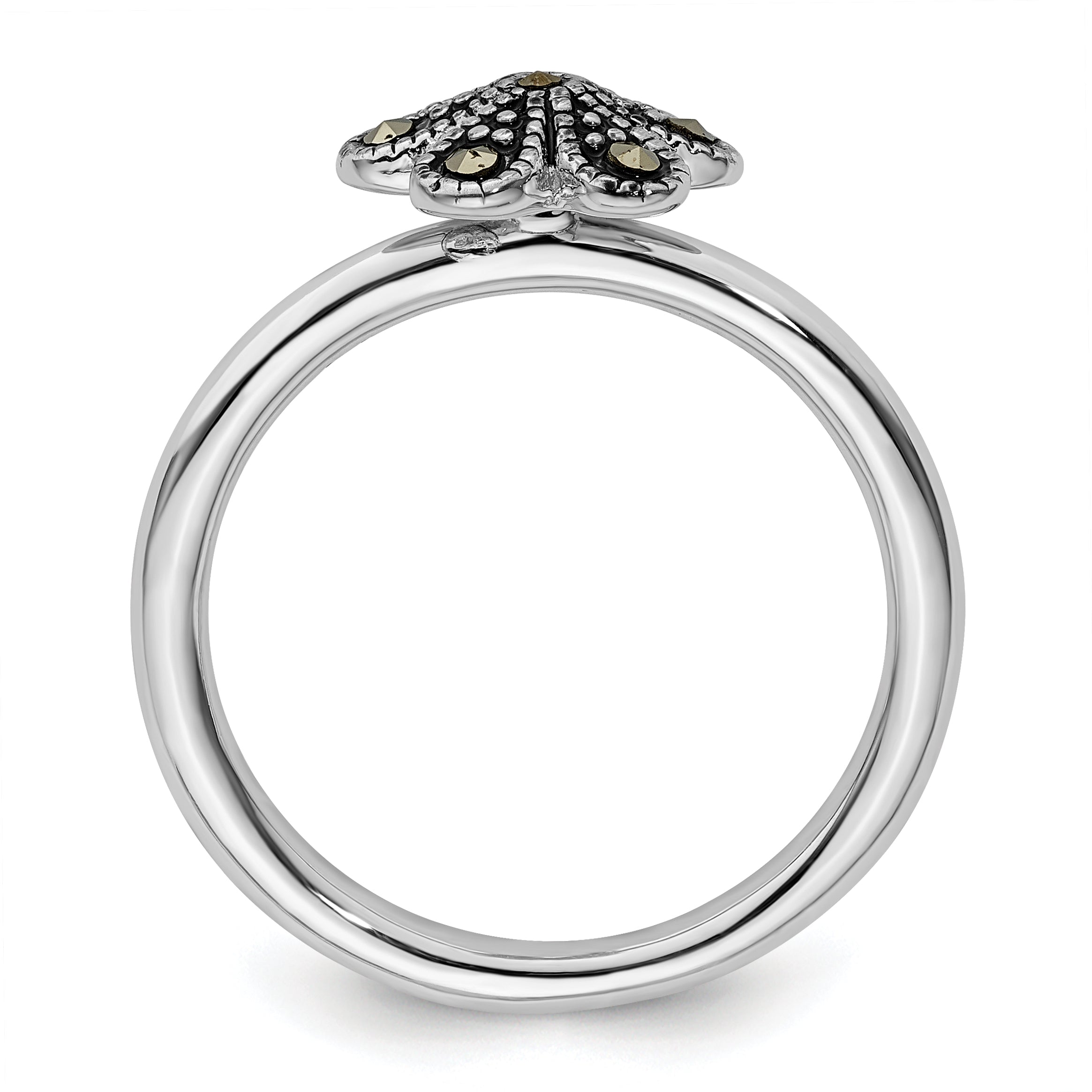 Sterling Silver Stackable Expressions Marcasite Scalloped Ring Secondary image