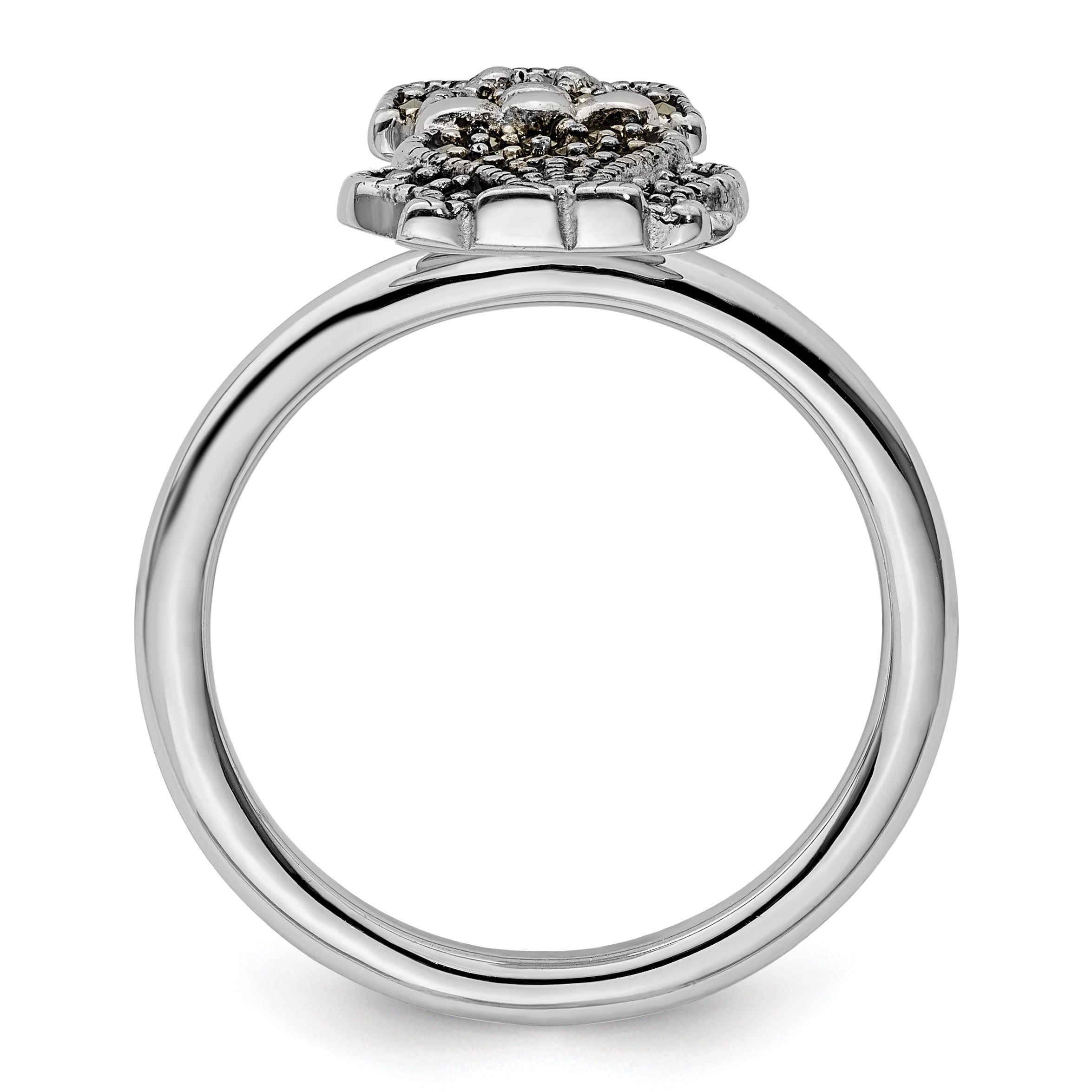 Sterling Silver Stackable Expressions Marcasite Dog Ring Secondary image