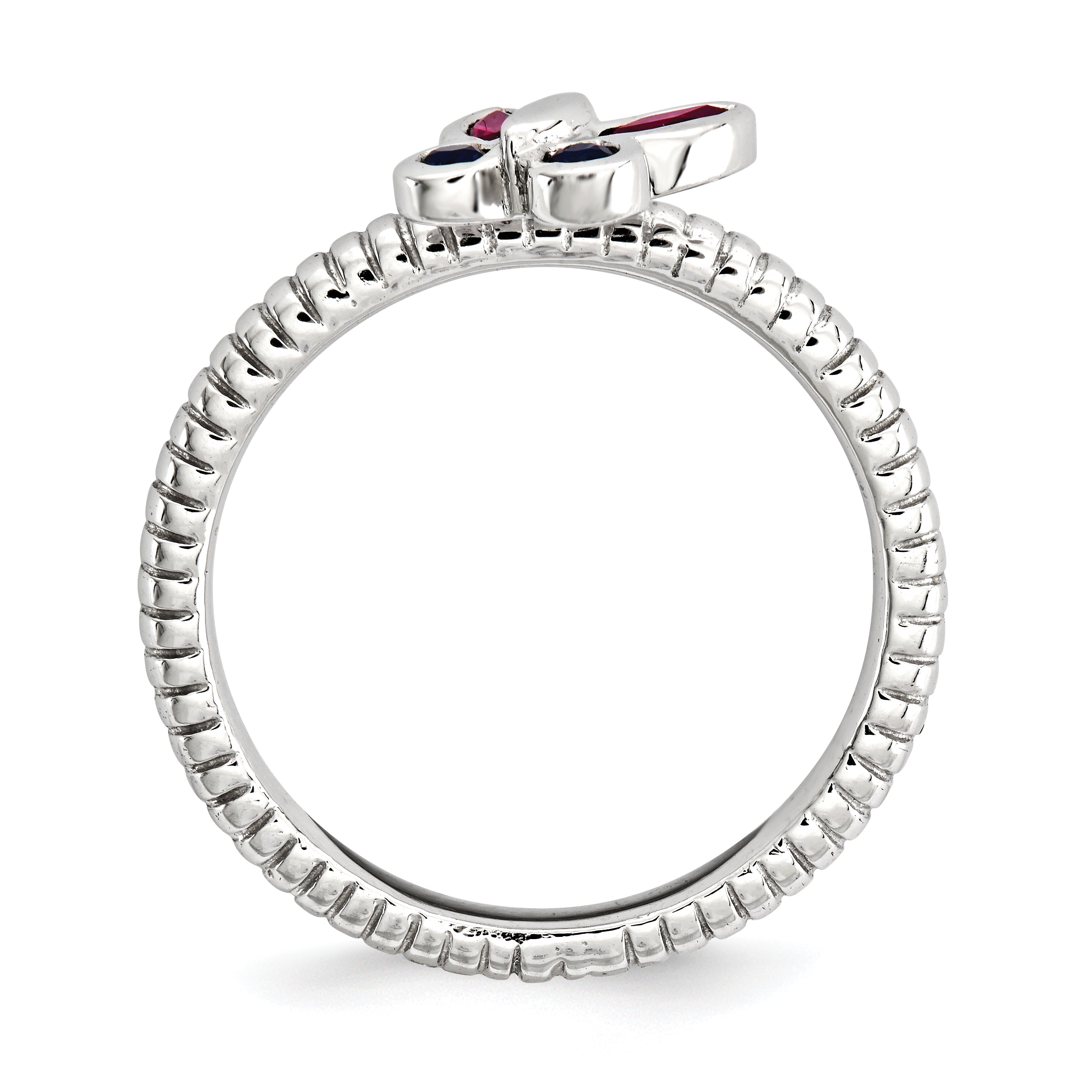 Sterling Silver Stackable Expressions Cr. Ruby, Cr. Sapphire Butterfly Ring Secondary image