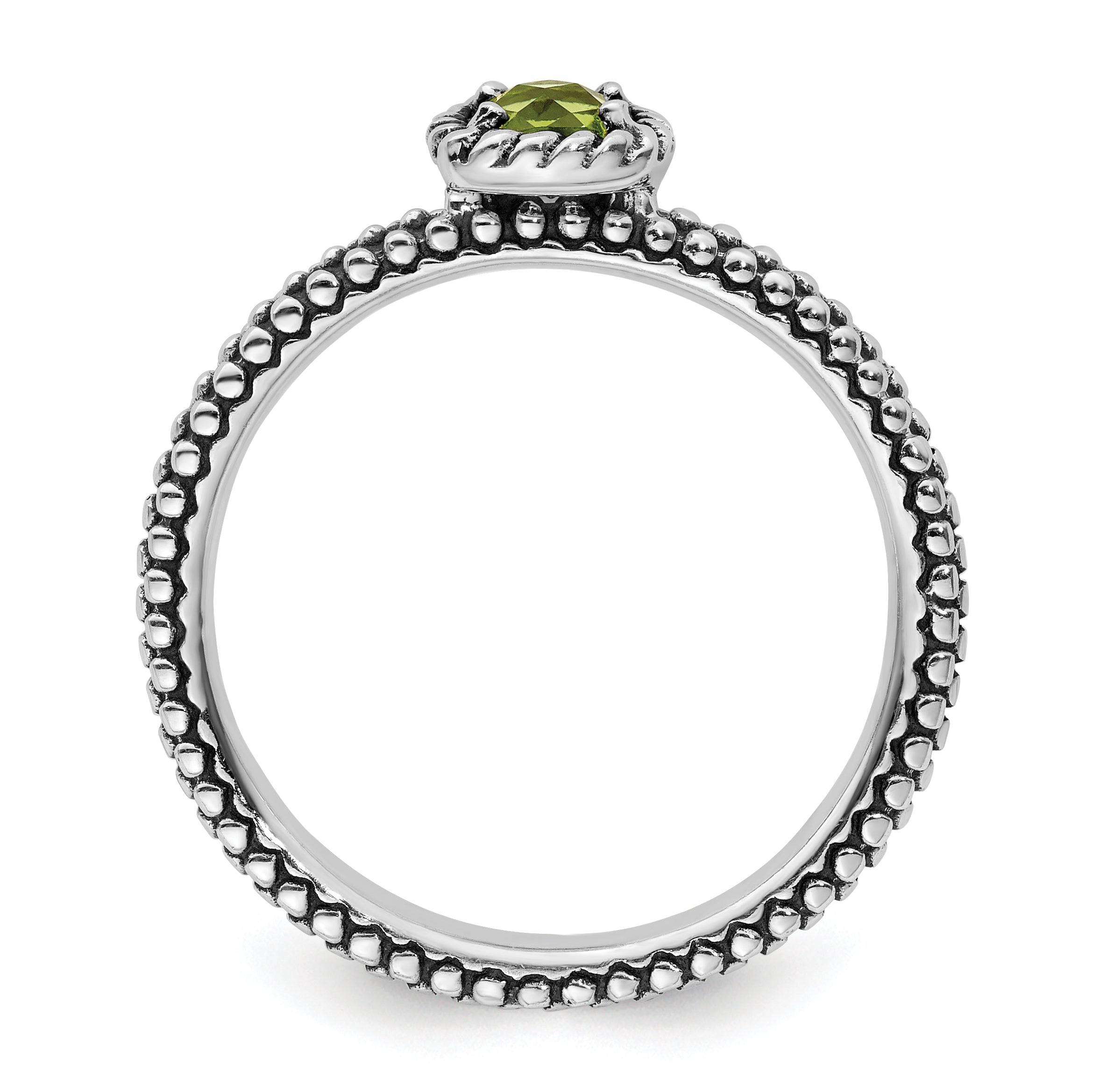 Sterling Silver Stackable Expressions Checker-cut Peridot Antiqued Ring Secondary image