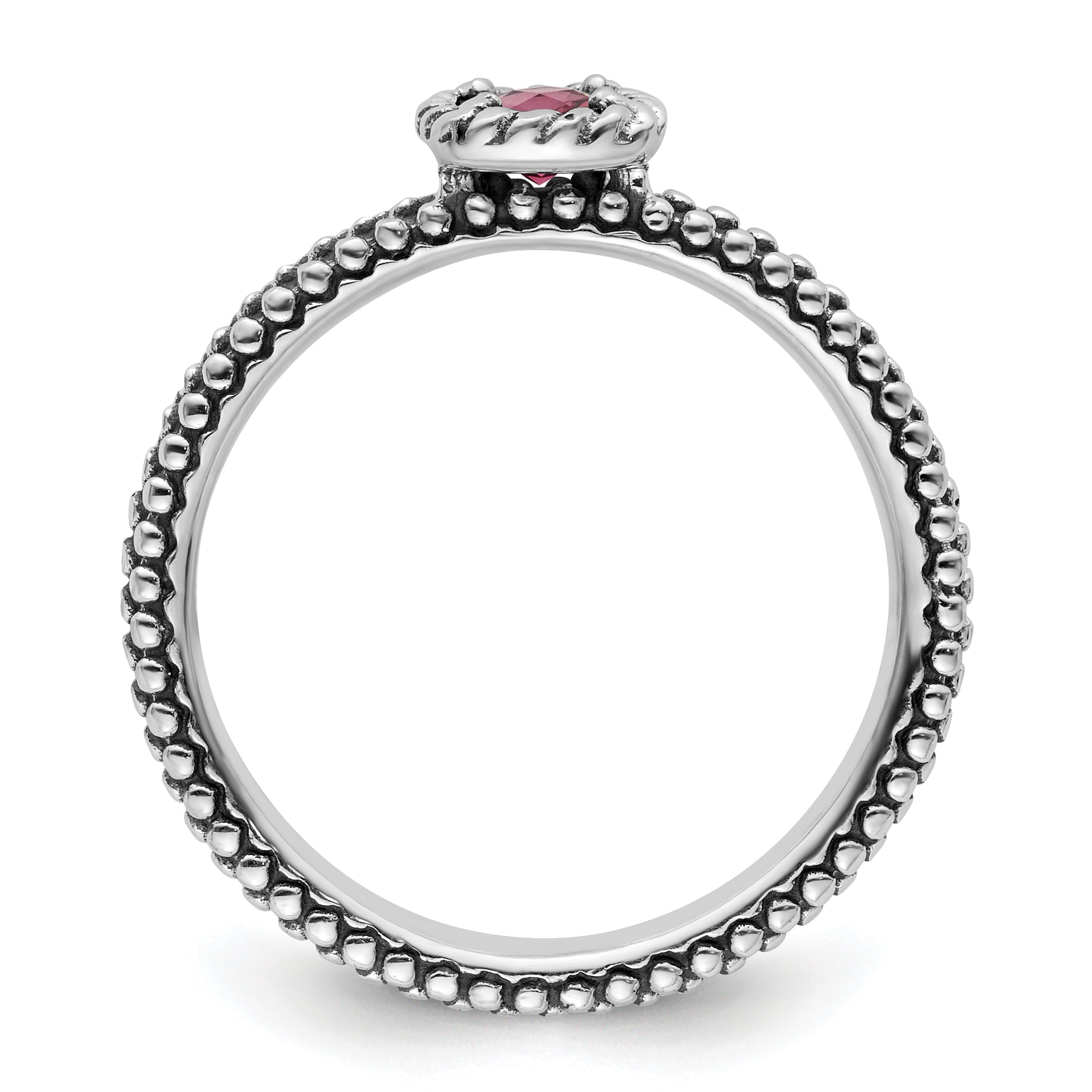 Sterling Silver Stackable Expressions Checker-cut Pink Tourmaline Ring Secondary image