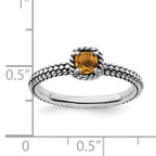 Sterling Silver Stackable Expressions Checker-cut Citrine Antiqued Ring