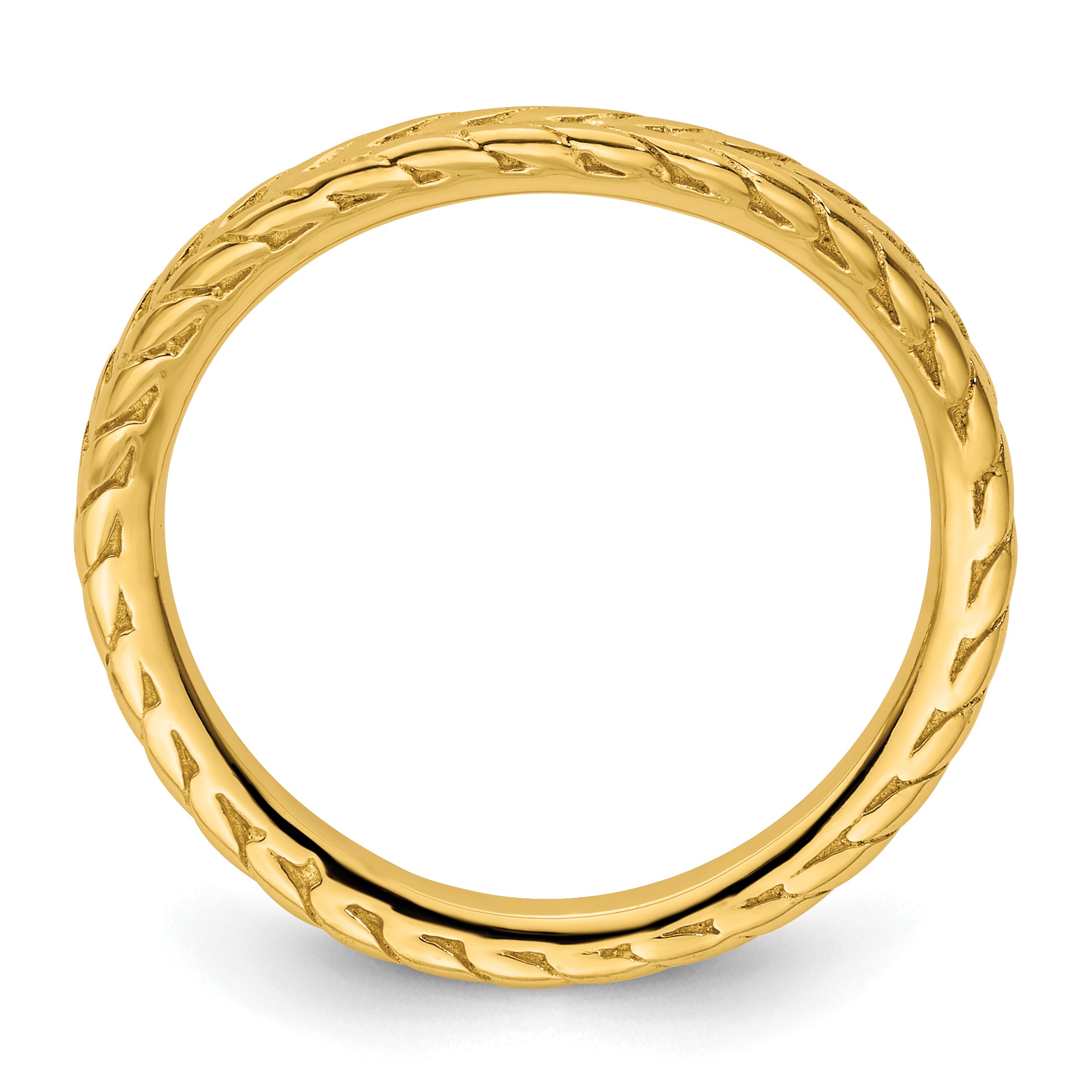 Sterling Silver Stackable Expressions Polished Gold-plated Wave Ring Secondary image