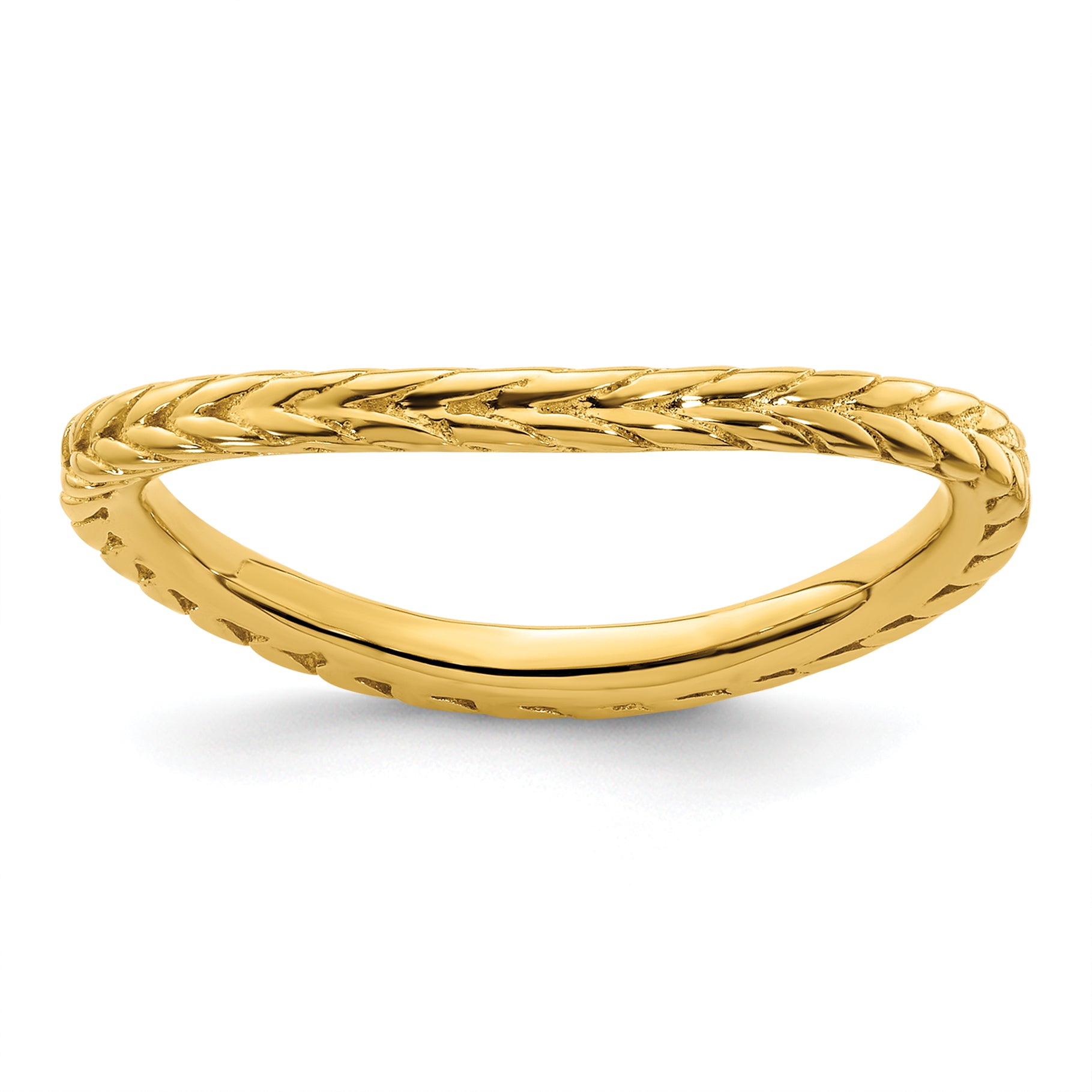 Sterling Silver Stackable Expressions Polished Gold-plated Wave Ring Main image