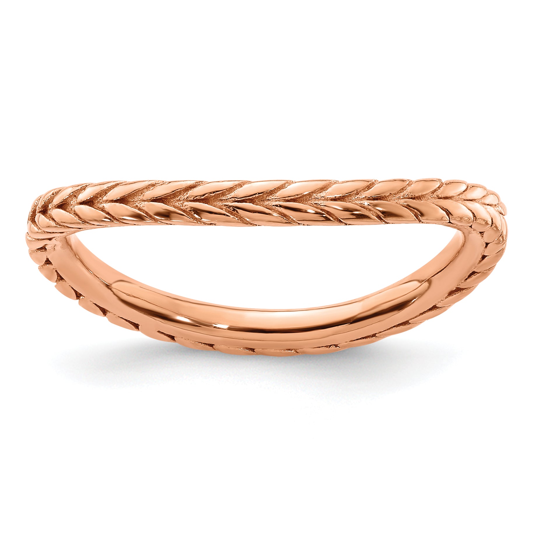 Sterling Silver Stackable Expressions Polished Pink-plated Wave Ring Main image