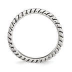Sterling Silver Stackable Expressions Polished Antiqued Wave Ring