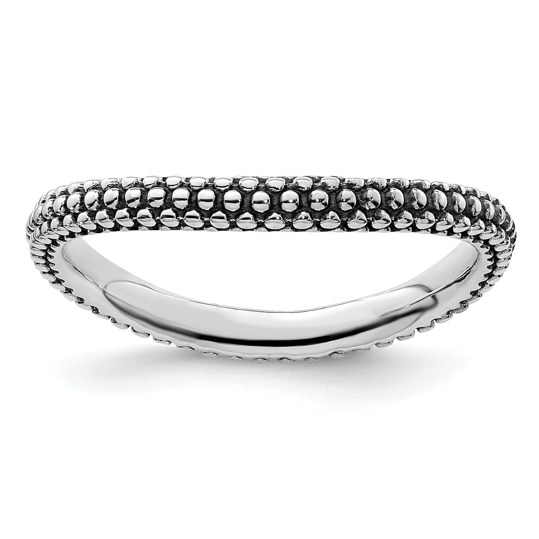 Sterling Silver Stackable Expressions Polished Antiqued Wave Ring Main image
