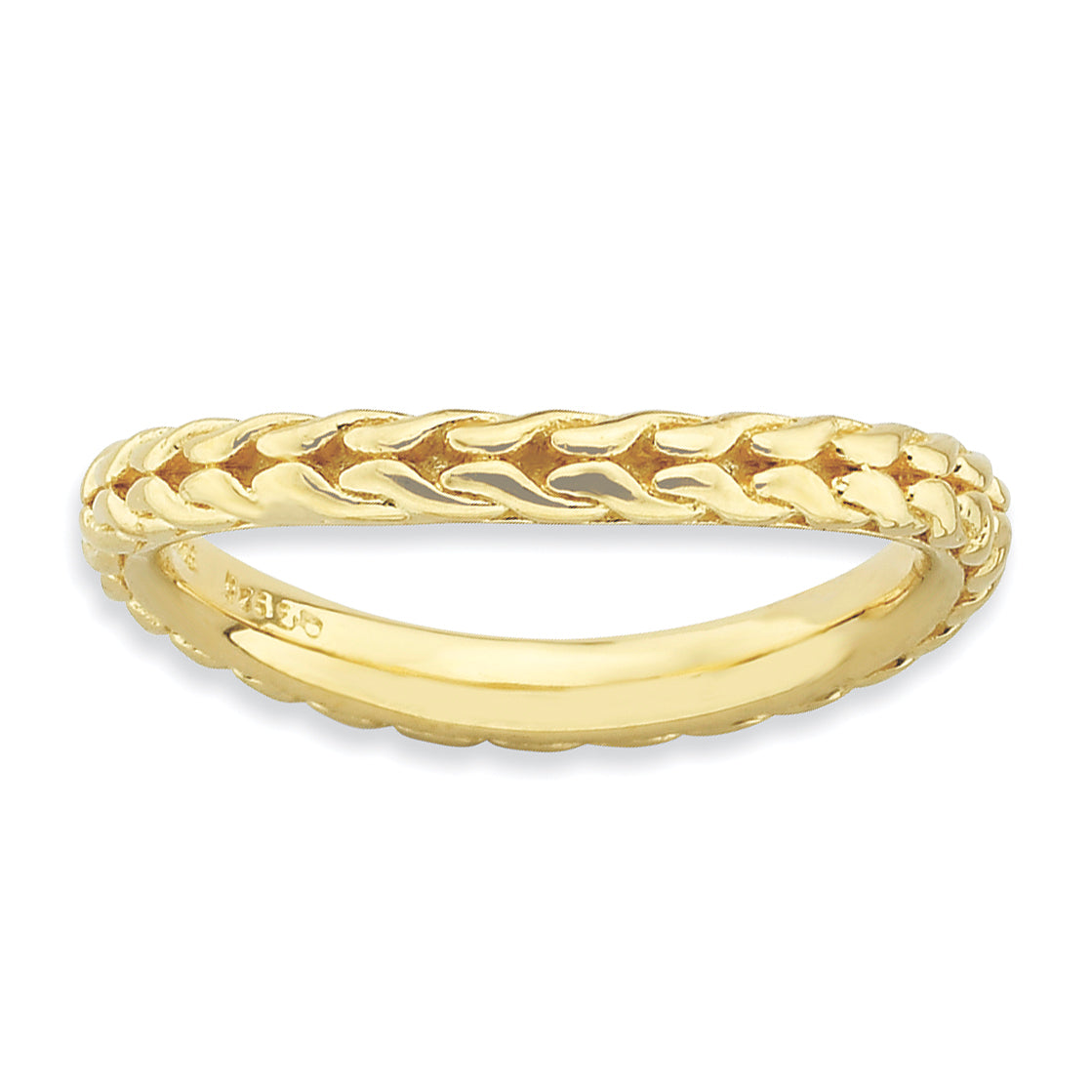 Sterling Silver Stackable Expressions Polished Gold-plated Wave Ring Main image
