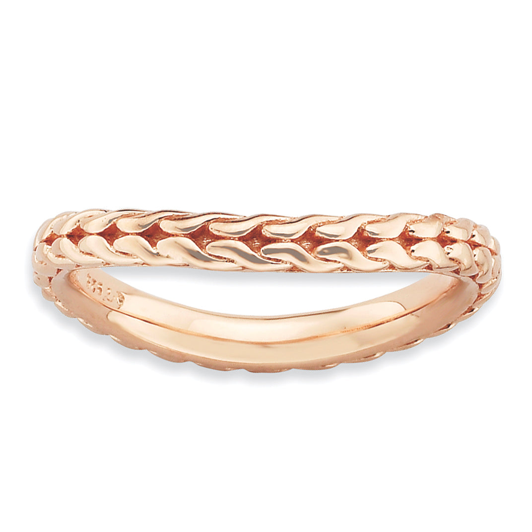 Sterling Silver Stackable Expressions Polished Pink-plated Wave Ring Main image