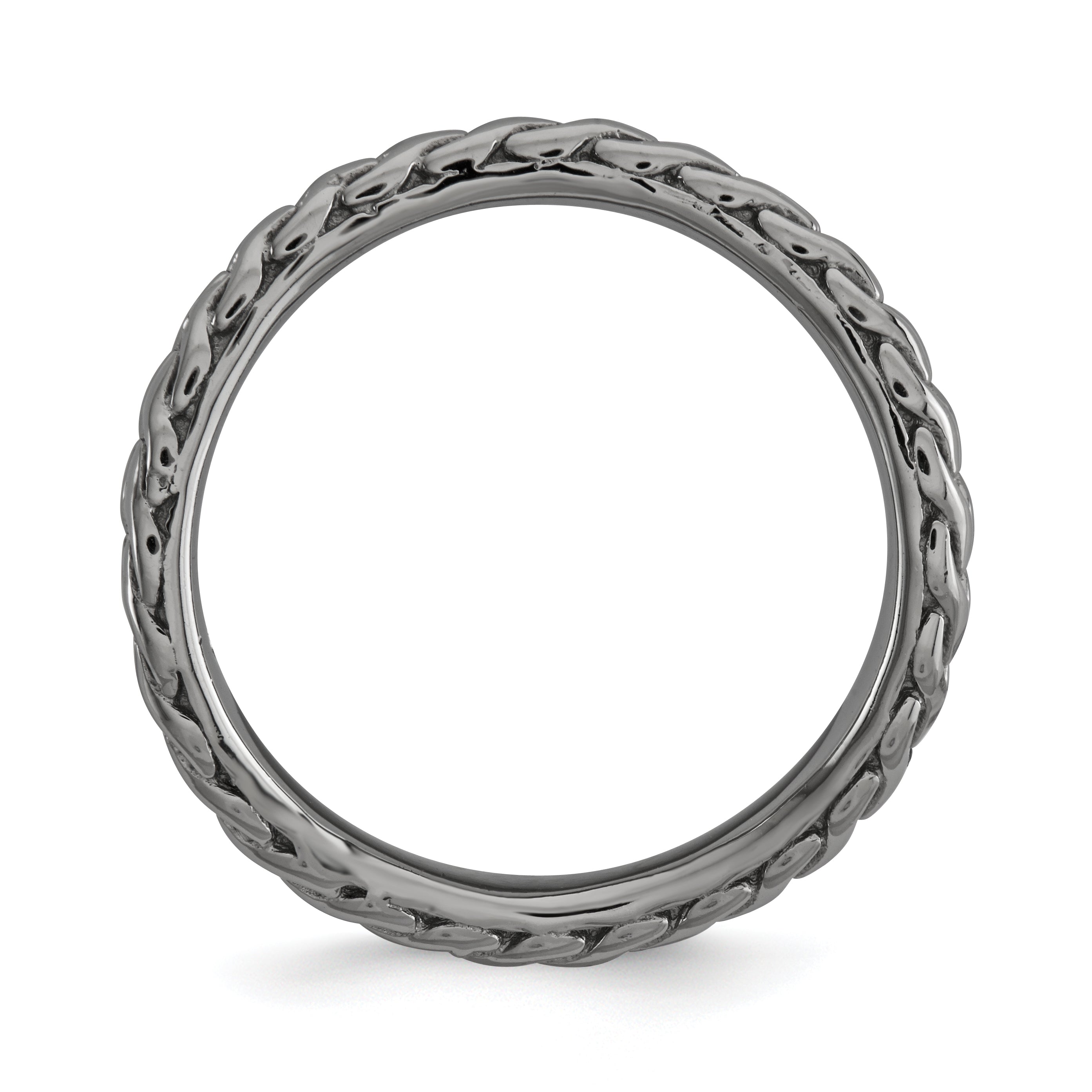 Black-Plated Wave Stackable Ring in Sterling Silver Secondary image