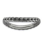 Sterling Silver Stackable Expressions Polished Black-plated Wave Ring