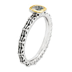Sterling Silver & 14k Stackable Expressions Checker-cut White Topaz Ring