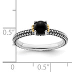 Sterling Silver & 14k Stackable Expressions Onyx Antiqued Ring