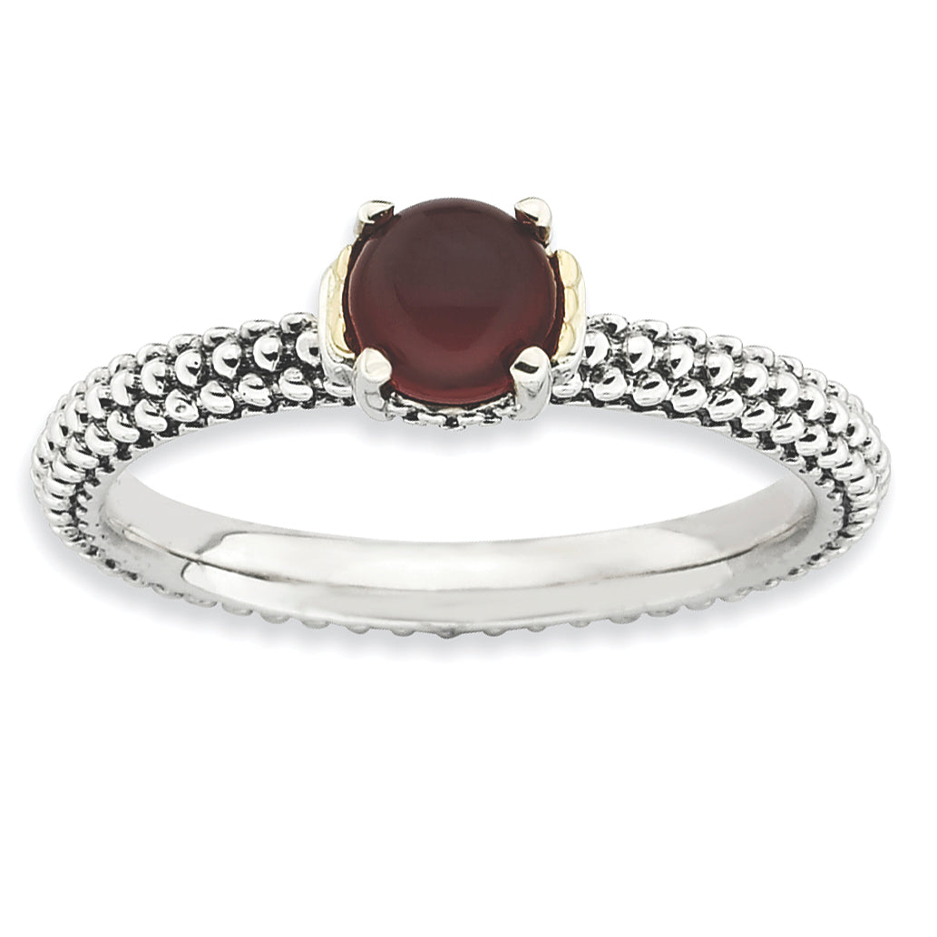 Sterling Silver & 14k Stackable Expressions Red Agate Antiqued Ring Main image