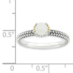 Sterling Silver & 14k Stackable Expressions White Agate Antiqued Ring