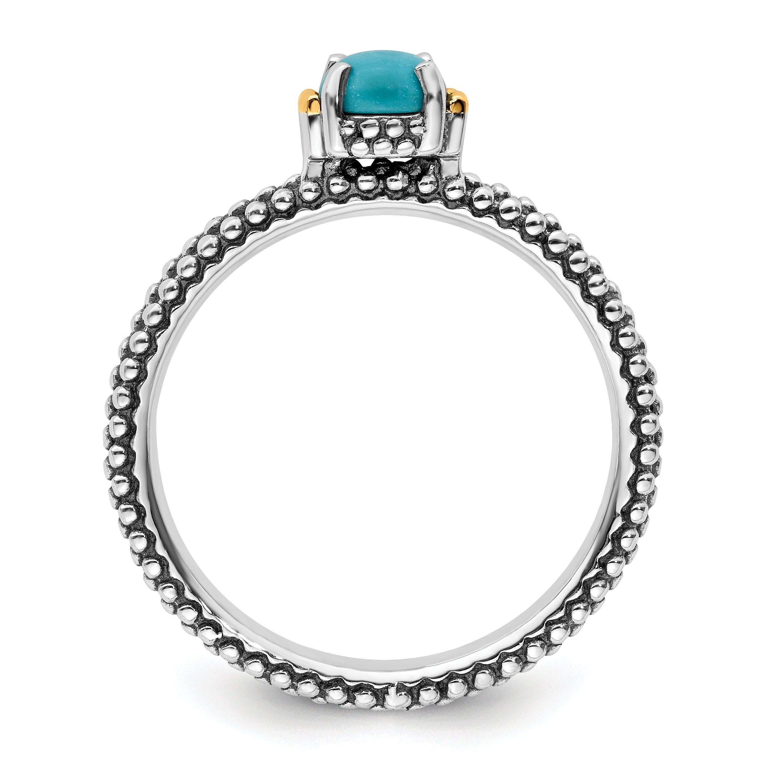 Sterling Silver & 14k Stackable Expressions Turquoise Antiqued Ring Secondary image