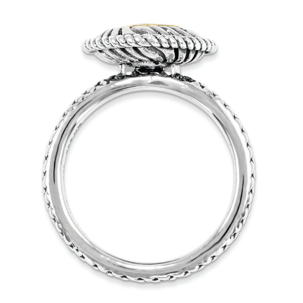 Sterling Silver & 14k Stackable Expressions Rhodium-platedod. Garnet Antiqued Ring