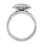 Sterling Silver & 14k Stackable Expressions Rhodium-platedod. Garnet Antiqued Ring