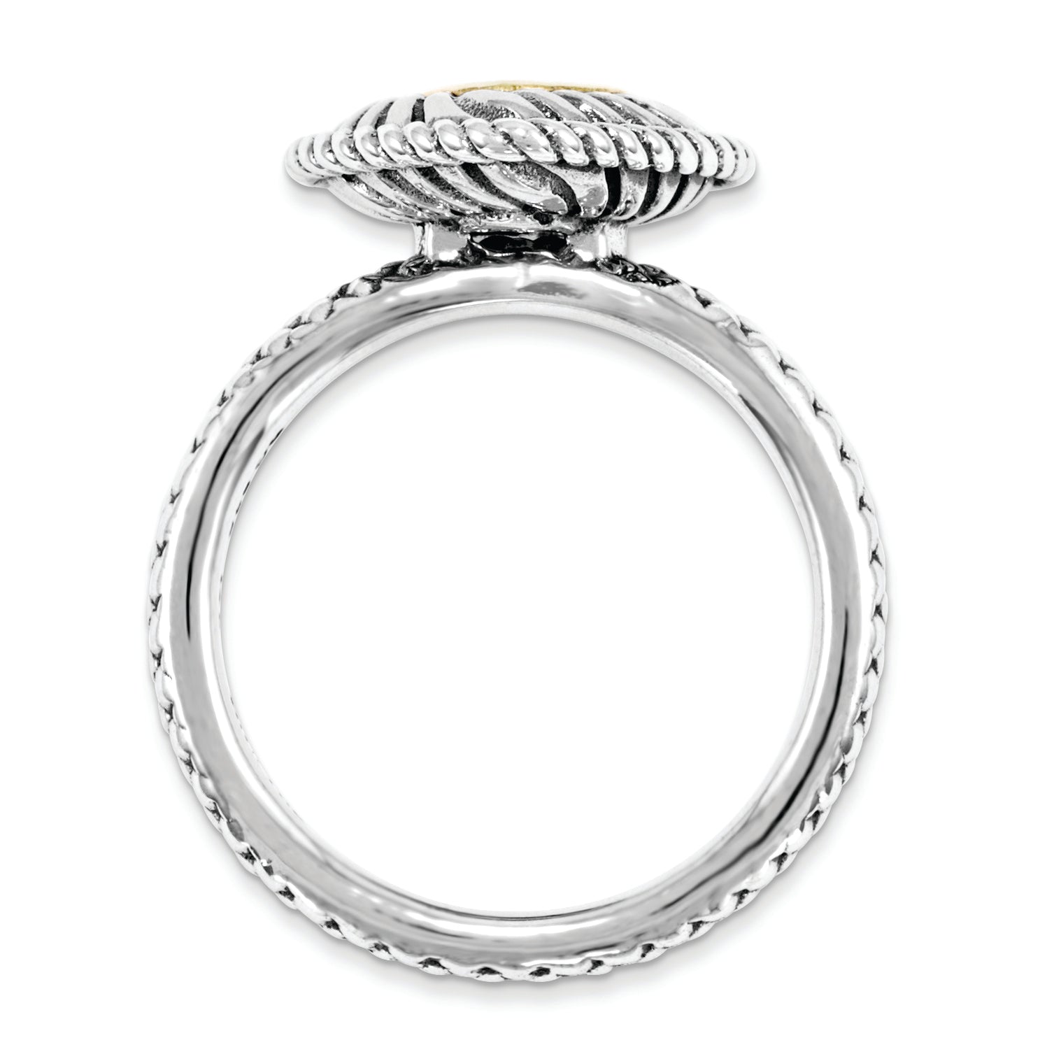 Sterling Silver & 14k Stackable Expressions Rhodium-platedod. Garnet Antiqued Ring