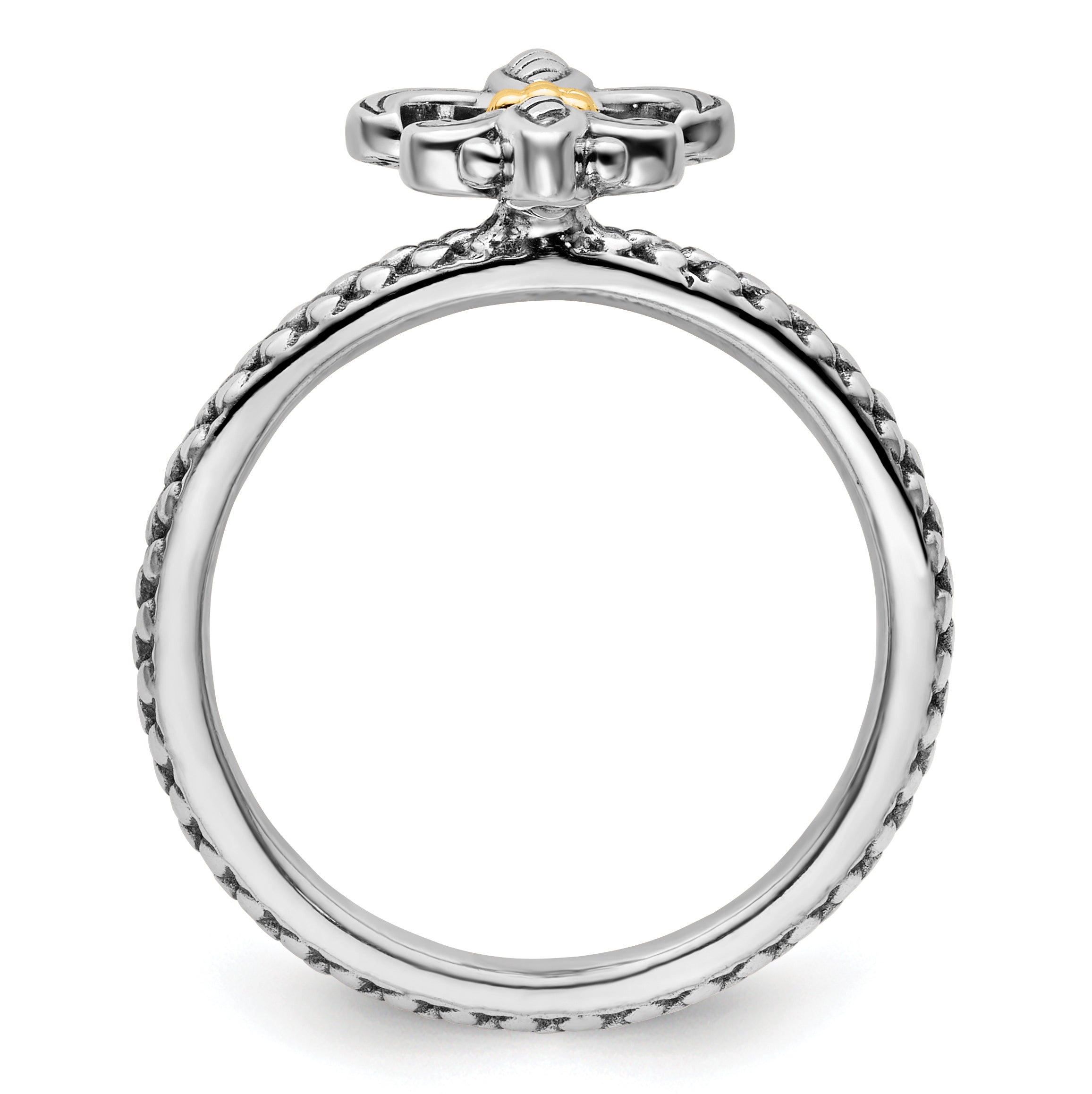 Sterling Silver & 14k Stackable Expressions Antiqued Ring