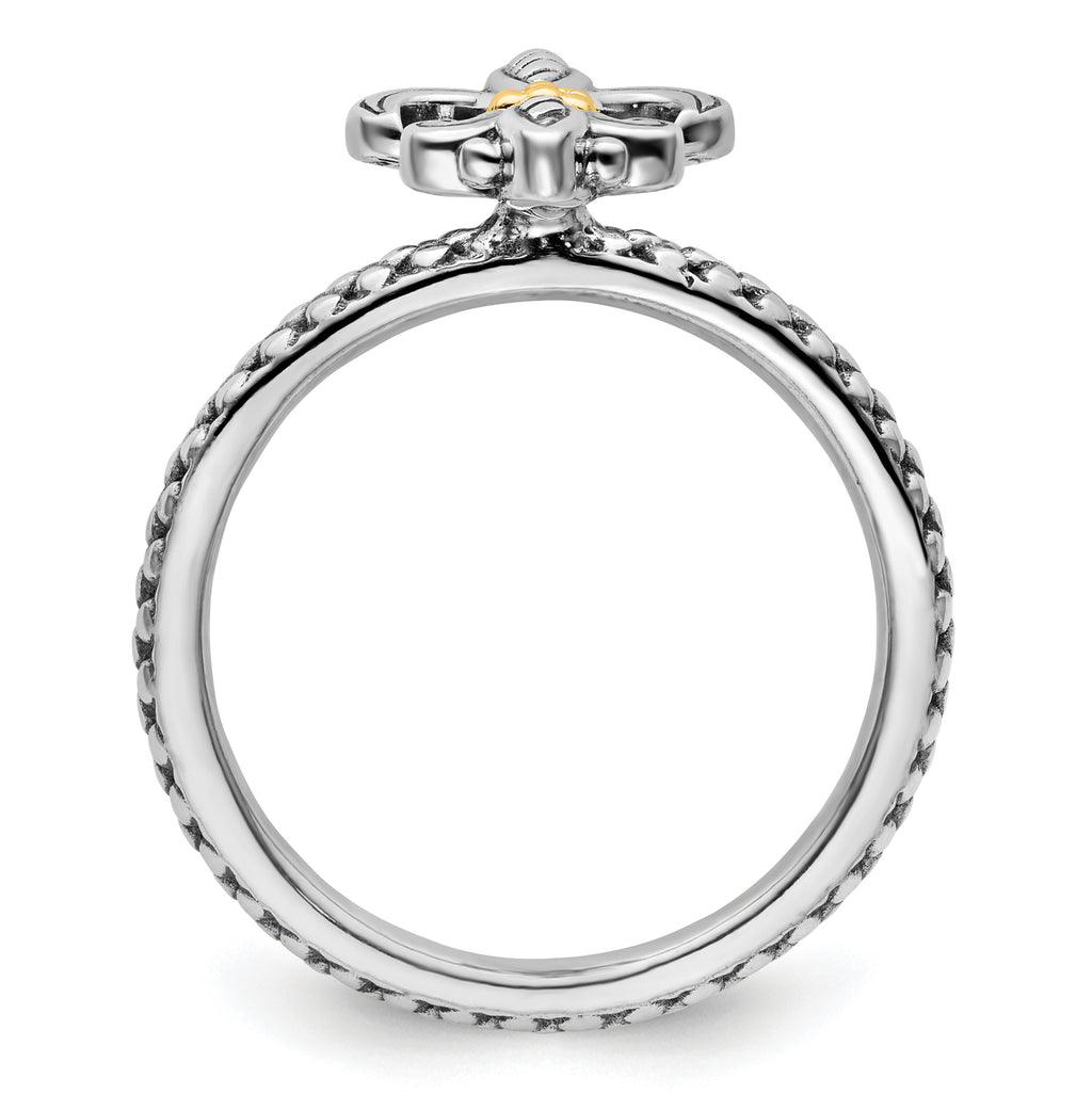 Sterling Silver & 14k Stackable Expressions Antiqued Ring