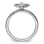 Sterling Silver & 14k Stackable Expressions Antiqued Ring