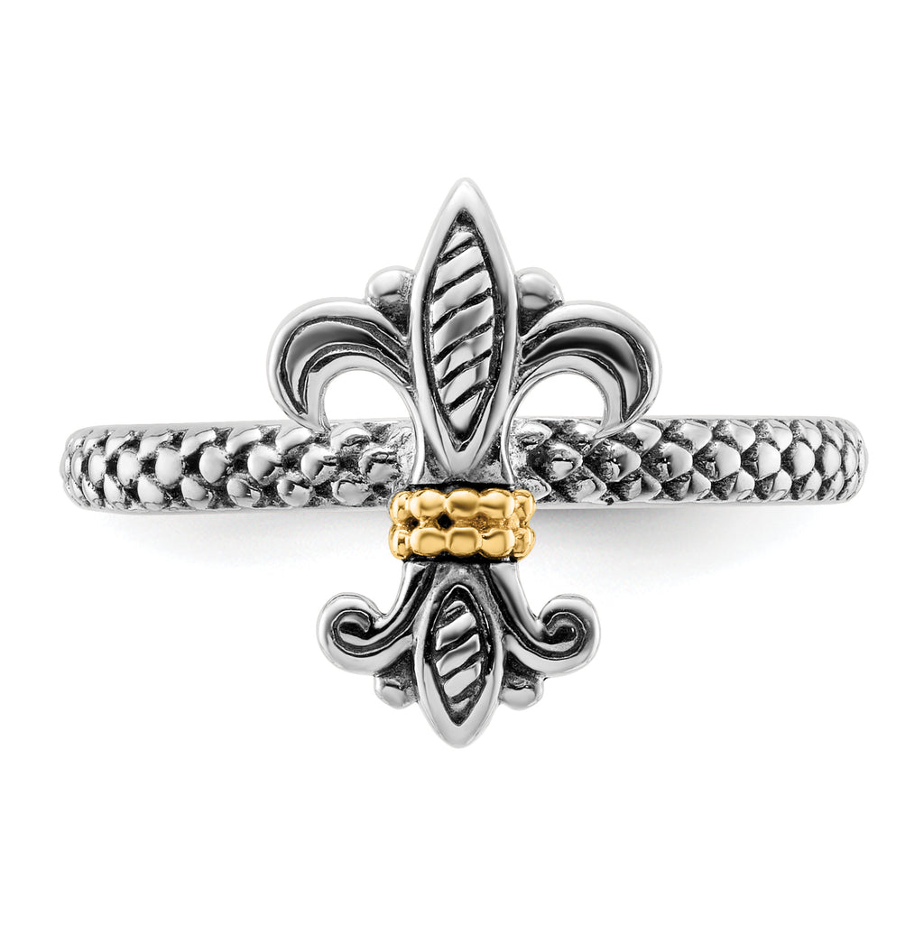 Sterling Silver & 14k Stackable Expressions Antiqued Ring