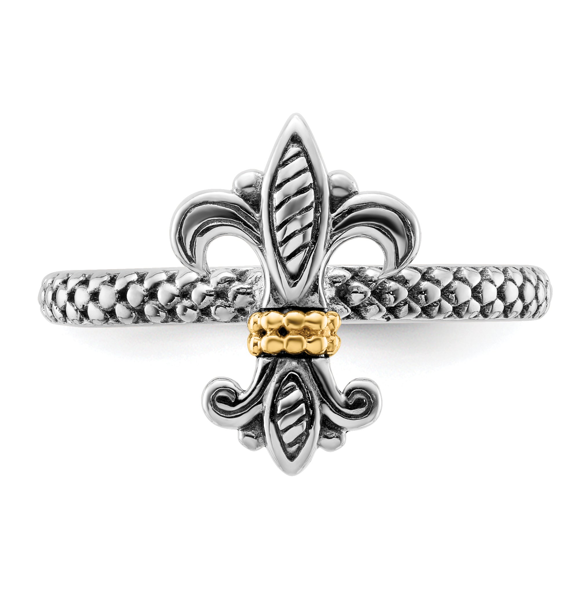 Sterling Silver & 14k Stackable Expressions Antiqued Ring