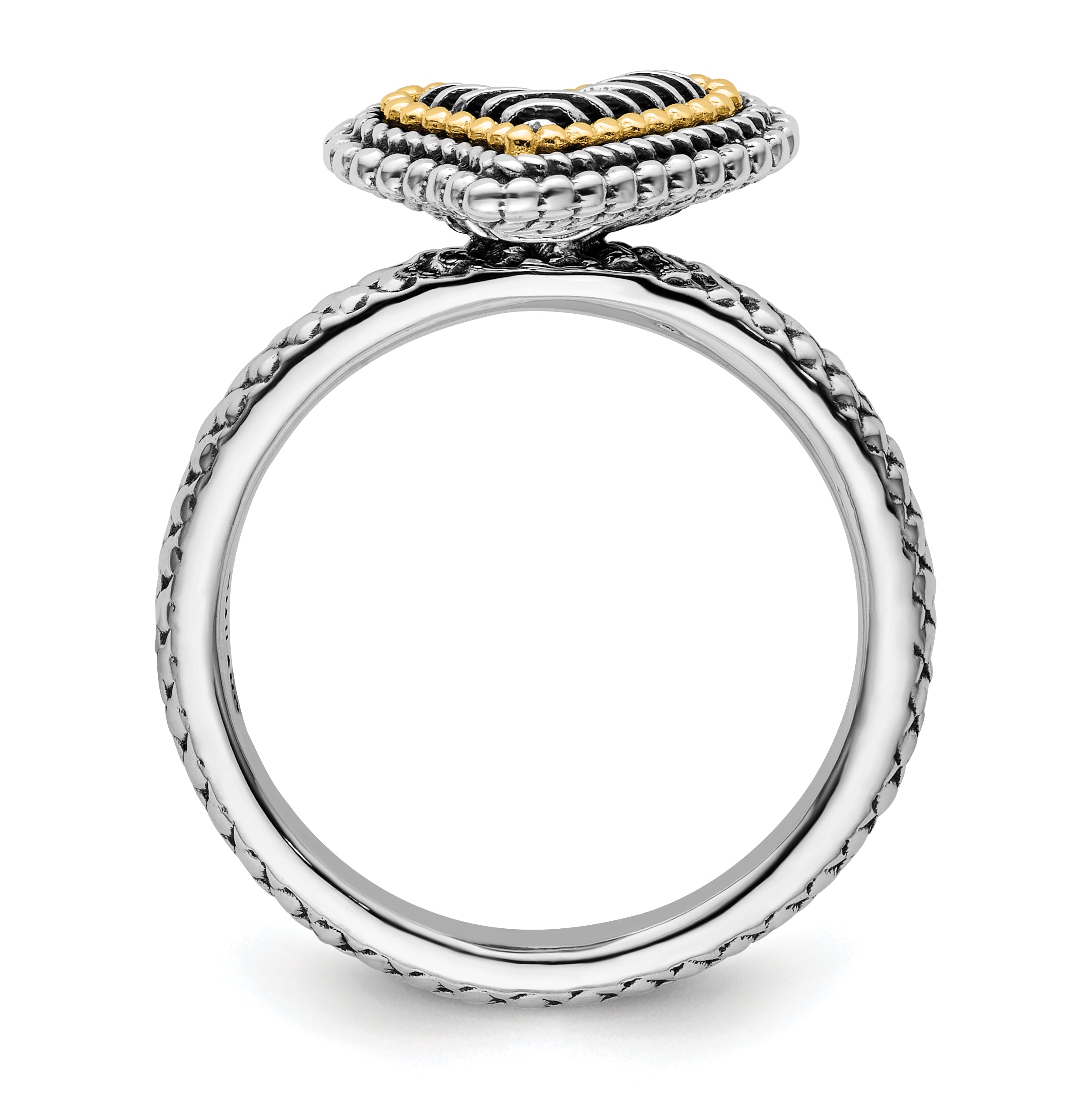 Sterling Silver & 14k Stackable Expressions Antiqued Heart Ring Secondary image