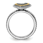 Sterling Silver & 14k Stackable Expressions Antiqued Heart Ring