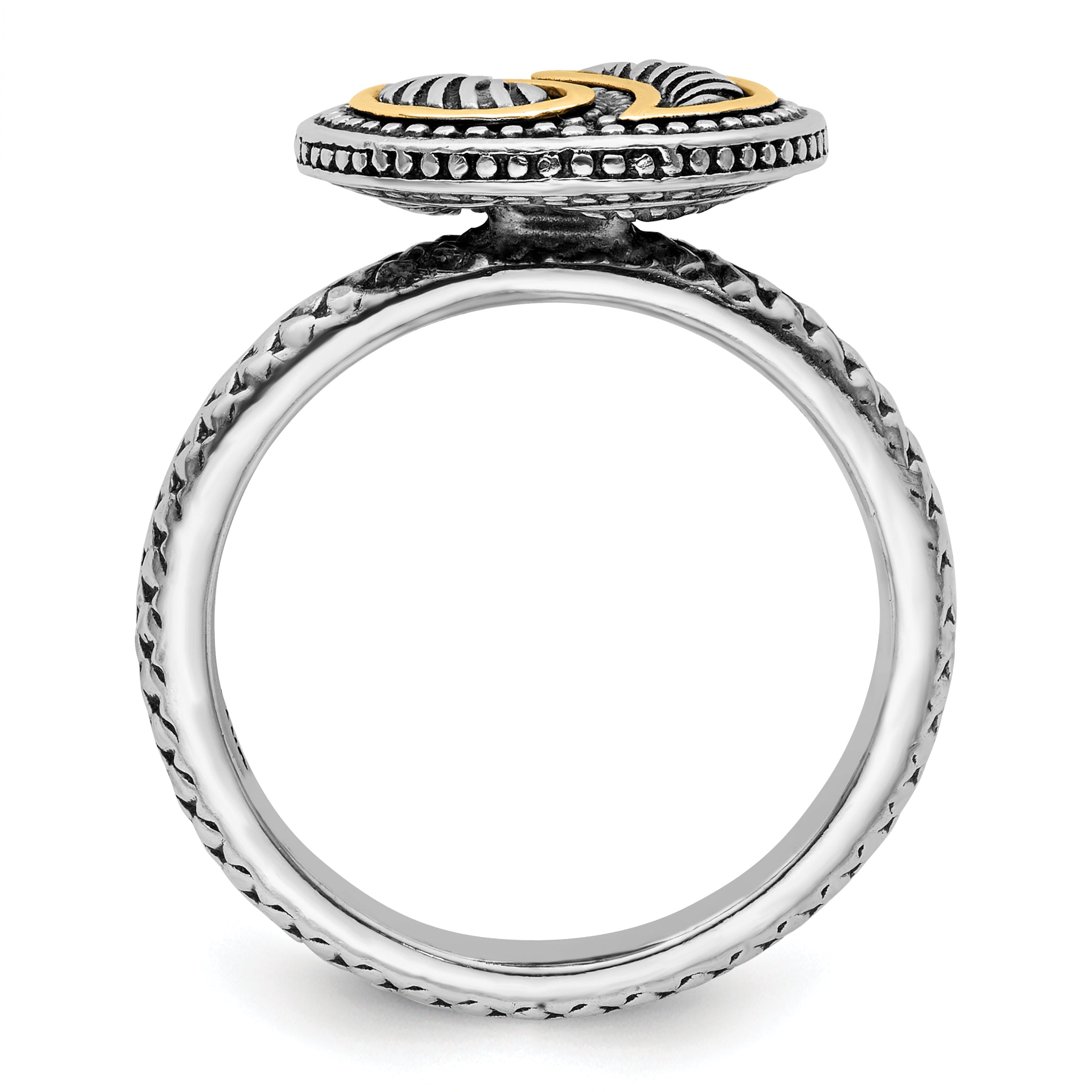 Sterling Silver & 14k Stackable Expressions Antiqued Ring Secondary image