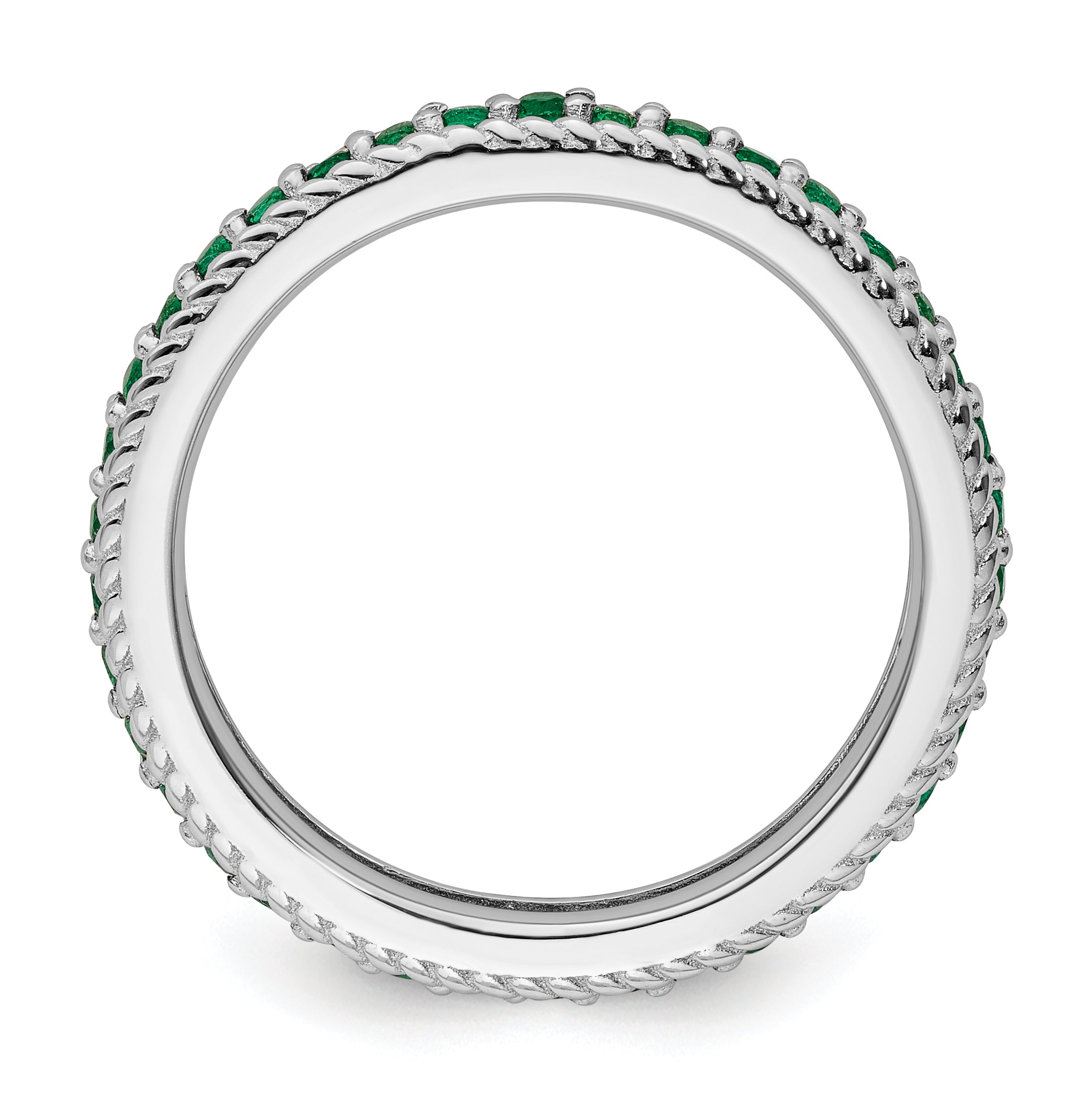 Sterling Silver Stackable Expressions Polished Cr. Emerald Eternity Ring Secondary image