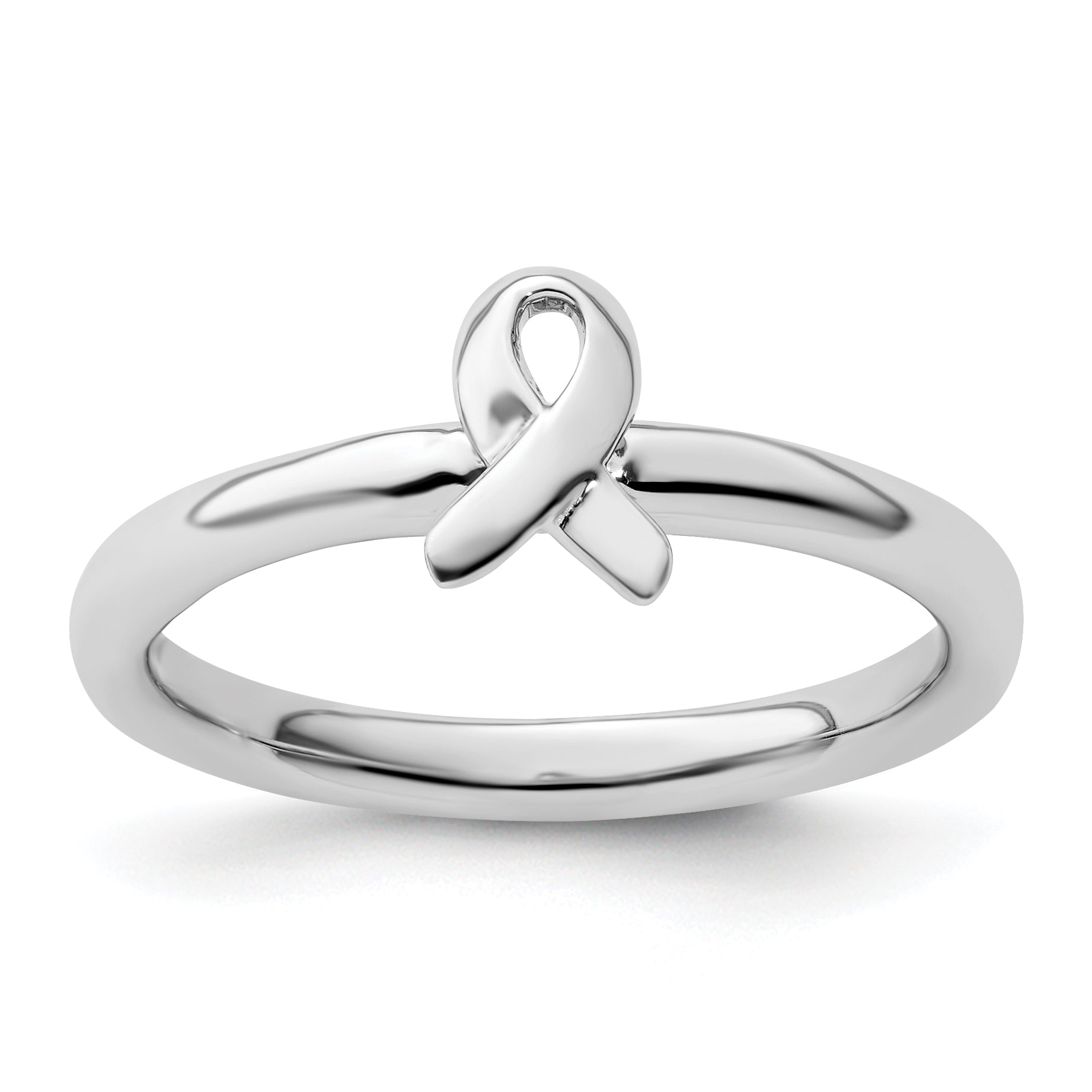 Sterling Silver Stackable Expressions Awareness Ribbon Ring Main image