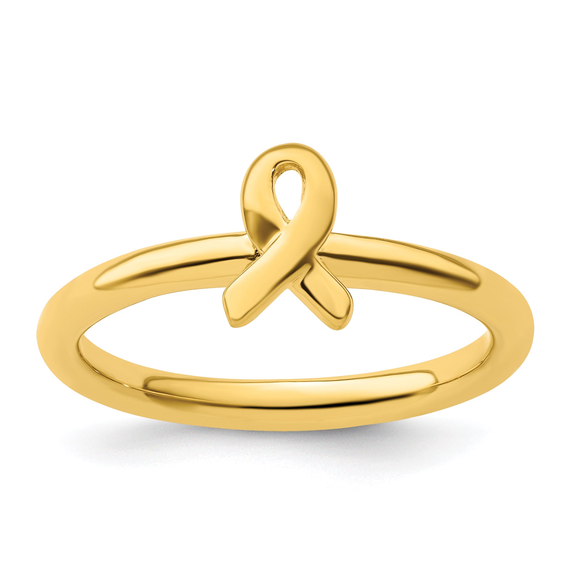 Sterling Silver Stackable Expressions Gold-plated Awareness Ribbon Ring Main image