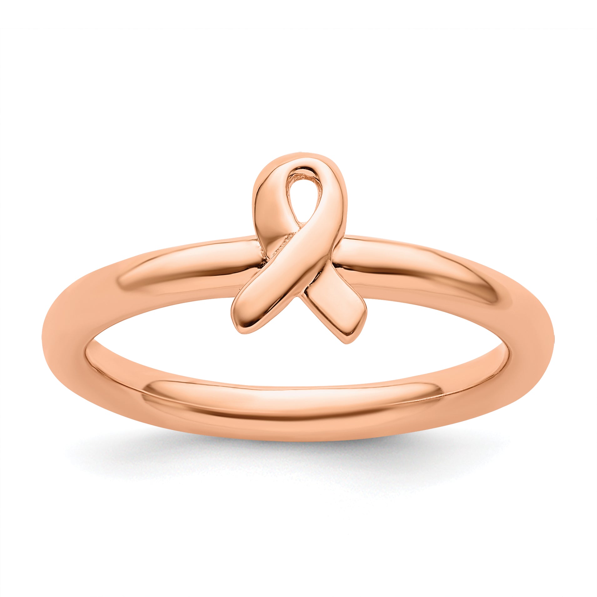 Sterling Silver Stackable Expressions Rose Gold Awareness Ribbon Ring Main image