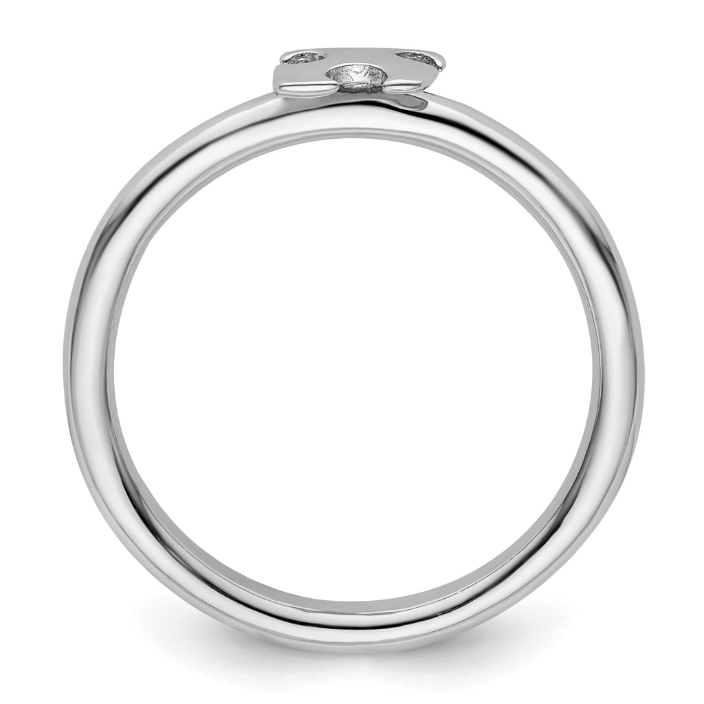 Sterling Silver Stackable Exp. Rhodium-plated Awareness Puzzle Piece Ring