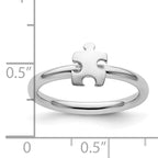 Sterling Silver Stackable Exp. Rhodium-plated Awareness Puzzle Piece Ring