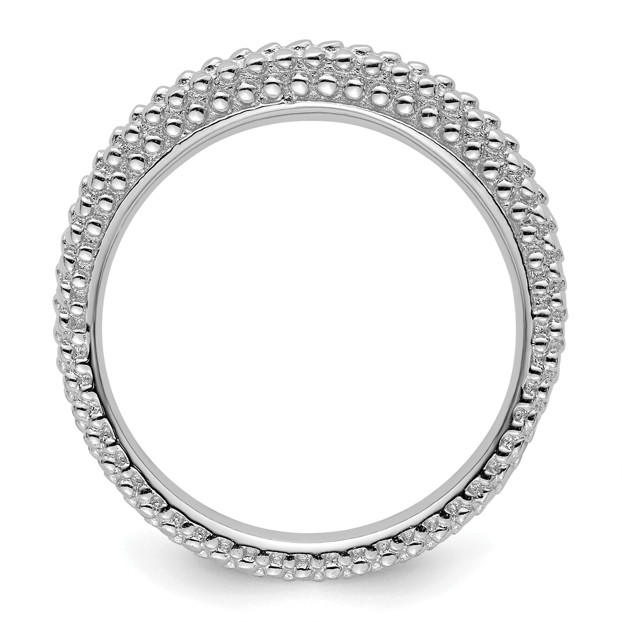 Sterling Silver Stackable Expressions Rhodium-plated Domed Ring Secondary image