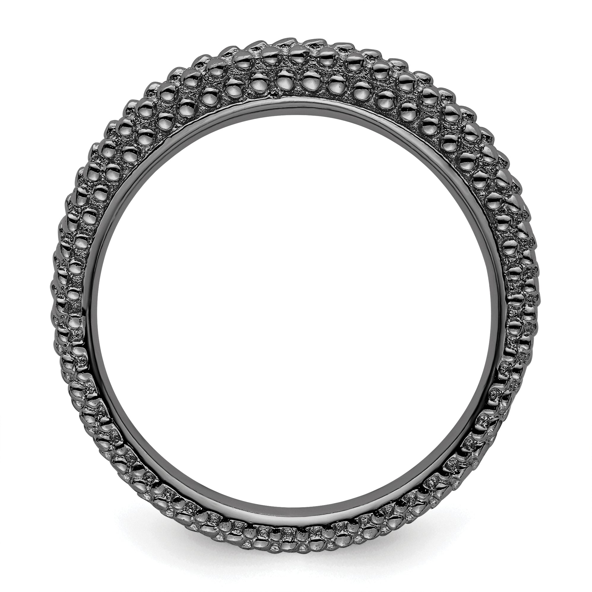 Sterling Silver Stackable Expressions Black-plated Domed Ring Secondary image