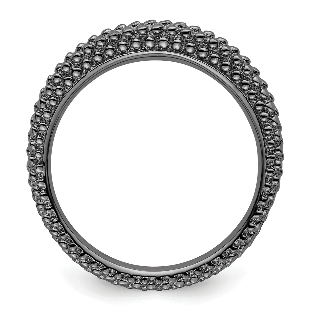 Sterling Silver Stackable Expressions Black-plated Domed Ring