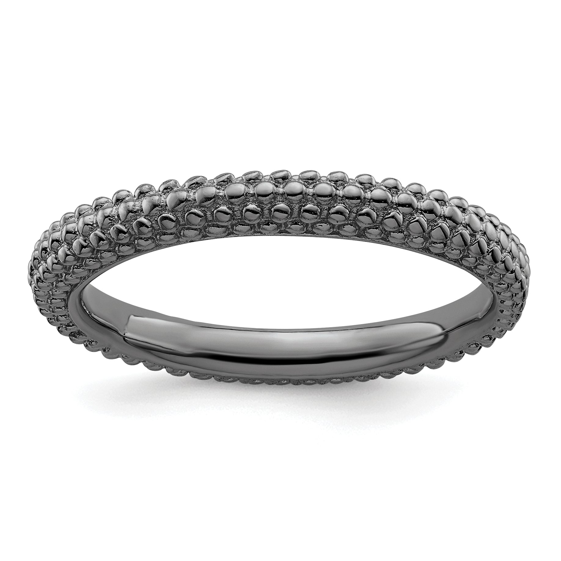 Sterling Silver Stackable Expressions Black-plated Domed Ring Main image
